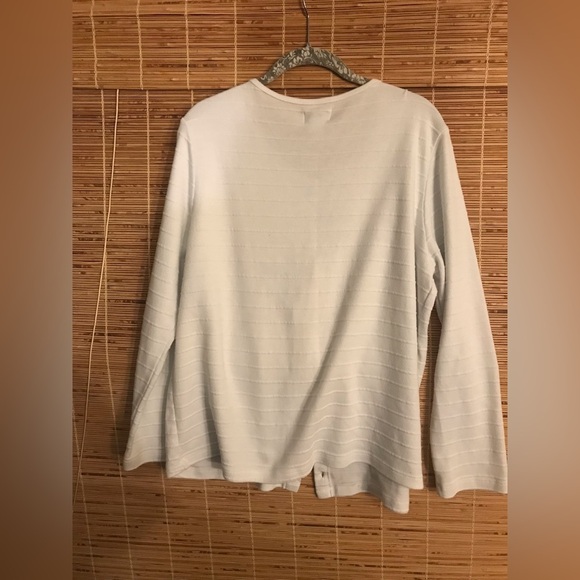 Vicki Wayne White Striped Cardigan Sweater Size L - Picture 2 of 7